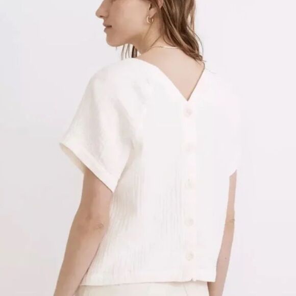 Madewell Cream Gauze Short-Sleeve Pocket Top - Picture 11 of 11